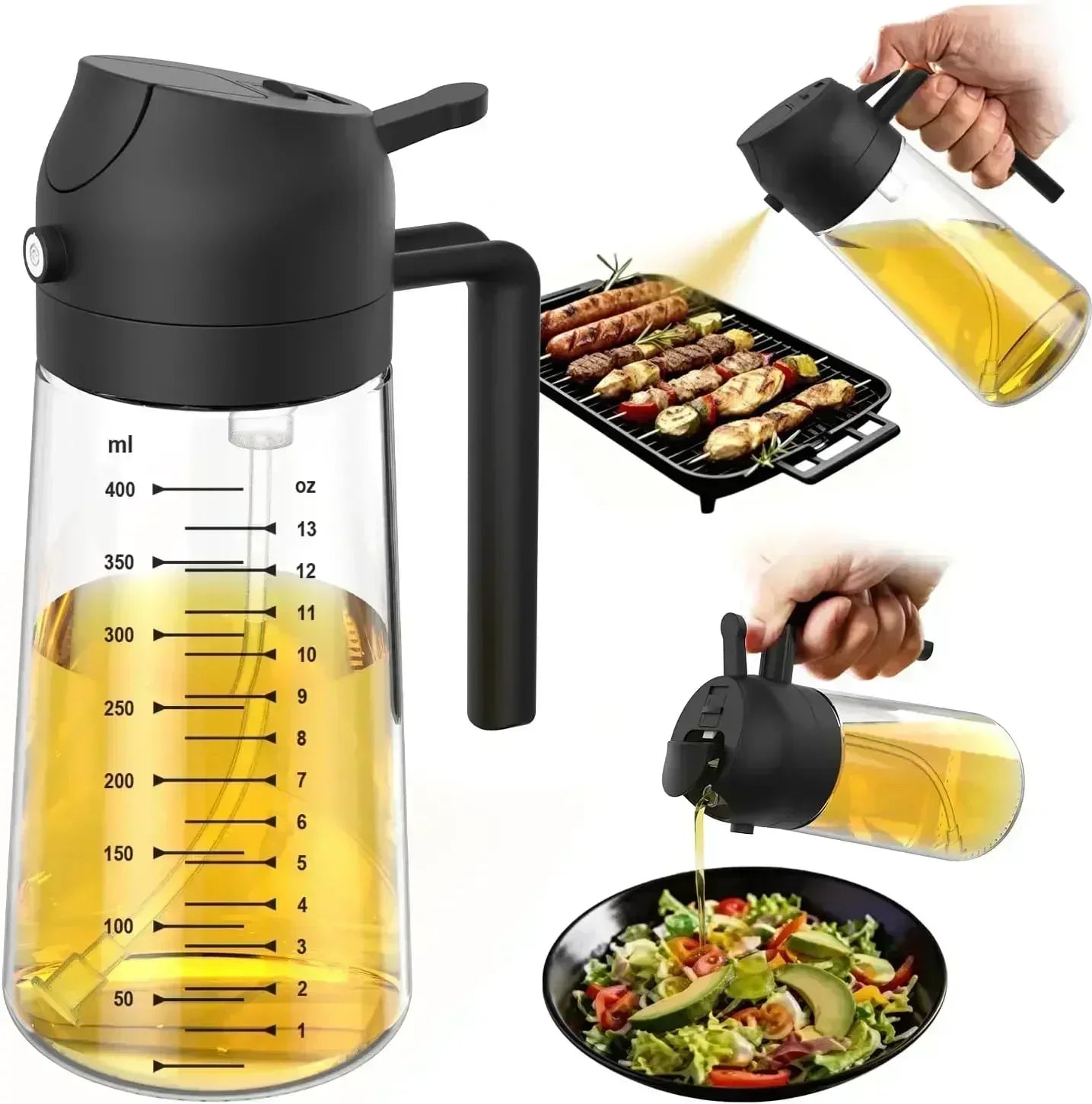 16 oz / 470 ml Oil Spray Bottle BBQ Cooking Olive Oil Sprayer Plastic Baking Oil Spray Empty Bottle Vinegar Bottle Or Oil brush