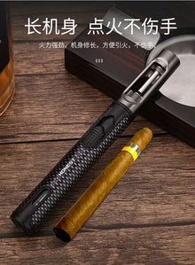 HONEST Metal Windproof Jet Blue Flame Butane Gas Lighter Visible Gas Window Outdoor Camping BBQ Kitchen Cigar Lighters Smoking