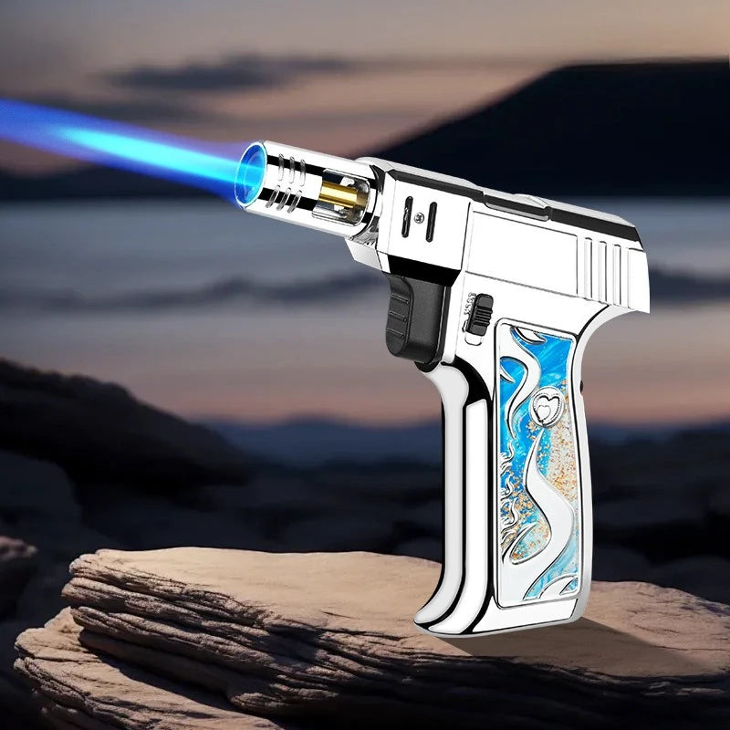 BBQ Barbecue Powerful Metal Gas Lighter Windproof Turbo Jet Blue Flame Kitchen Torch Cigar Smoking Accessories Gun Company