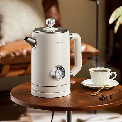 Retro 1.8L Electric Kettle with Mechanical Thermometer Stainless Steel Boil Water Tea Pot Automatic Power off Insulation Pot