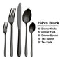 30/35/40 Pieces Western Tableware Stainless Steel Black Cutlery Set Elegant Dinner Set Mirror Knife Fork Spoon Kitchen Utensils