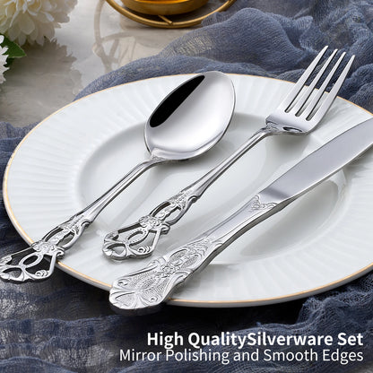 30 piece cutlery set - Western utensils knife, fork, spoon (including sharp steak knife) - for home, hotel, and restaurant use