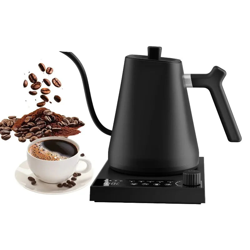 110V 220V 1000W Premium Stainless Steel Ultra-Fast Hot Water Boiler 40-100℃ 600ML Electric Gooseneck Pour Over Coffee Kettle