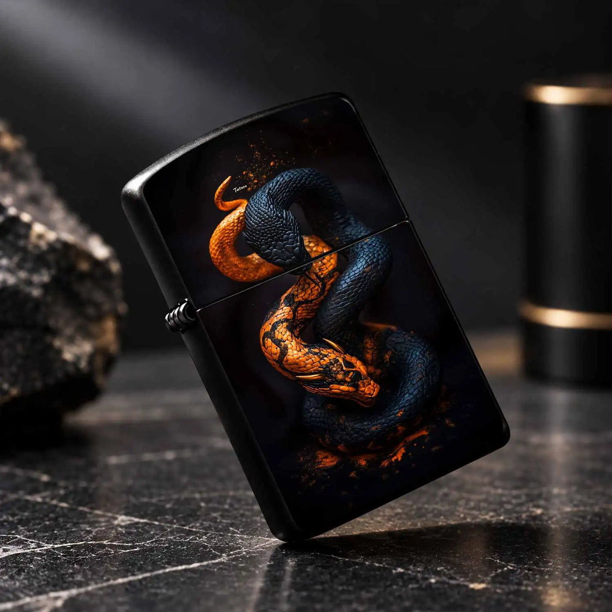 Creative Dual Snake Lighter Dark Bright Orange Contrast Art Texture Ornament Portable Atmosphere Accessory Practical Gift For Home Outdoor Gatherings Friends A Humorous And Interesting Lighter