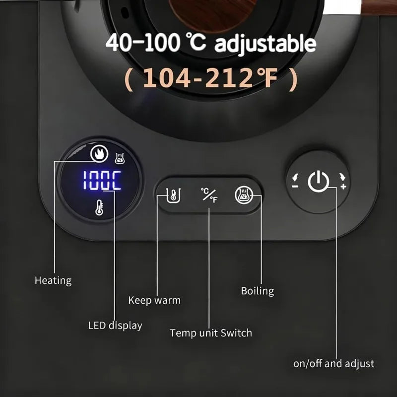 1200W/0.9L Gooseneck Electric Kettle LCD Display Pour Over Kettle for Coffee Tea,Intelligent Temperature Control,Quick Heating