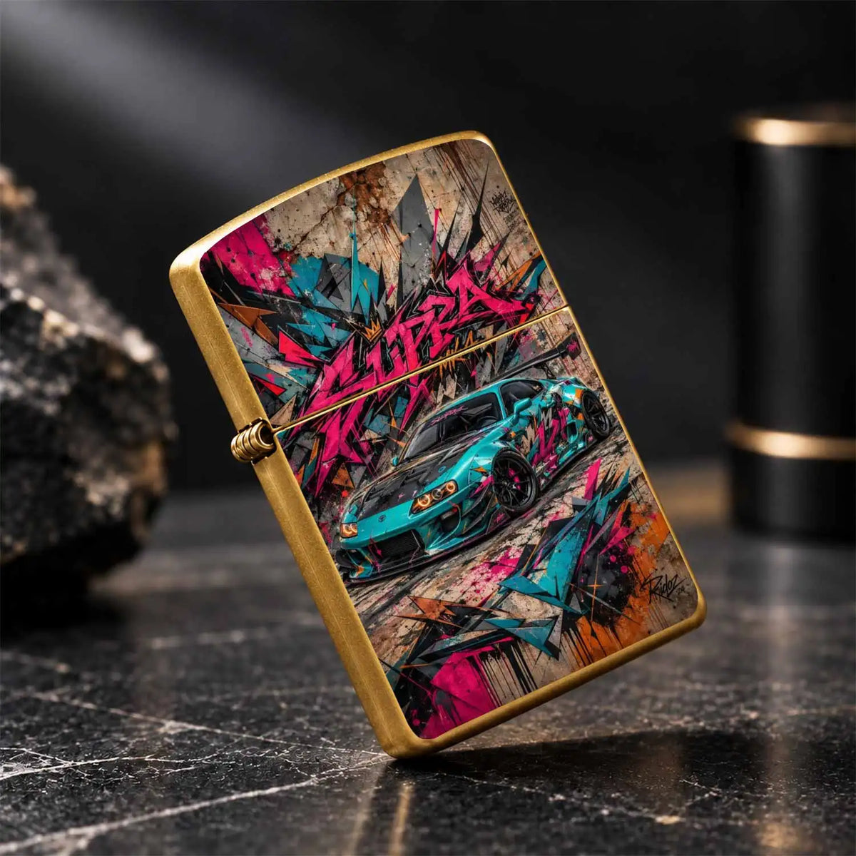 Trendy Graffiti Style Mk4 Themed Portable Lighter, Unique Street Art Coating Fashion Accessory, Ideal For Daily Carrying To Light Scented Candles, Outdoor Bonfires, Birthday Parties, Creative Practical Gift For Car Enthusiast