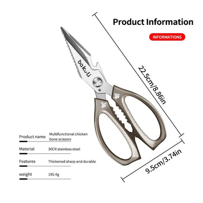 Japanese High-Carbon Steel Poultry Shears - Heavy Duty Kitchen Scissors for Chicken, Meat, Seafood & Bones