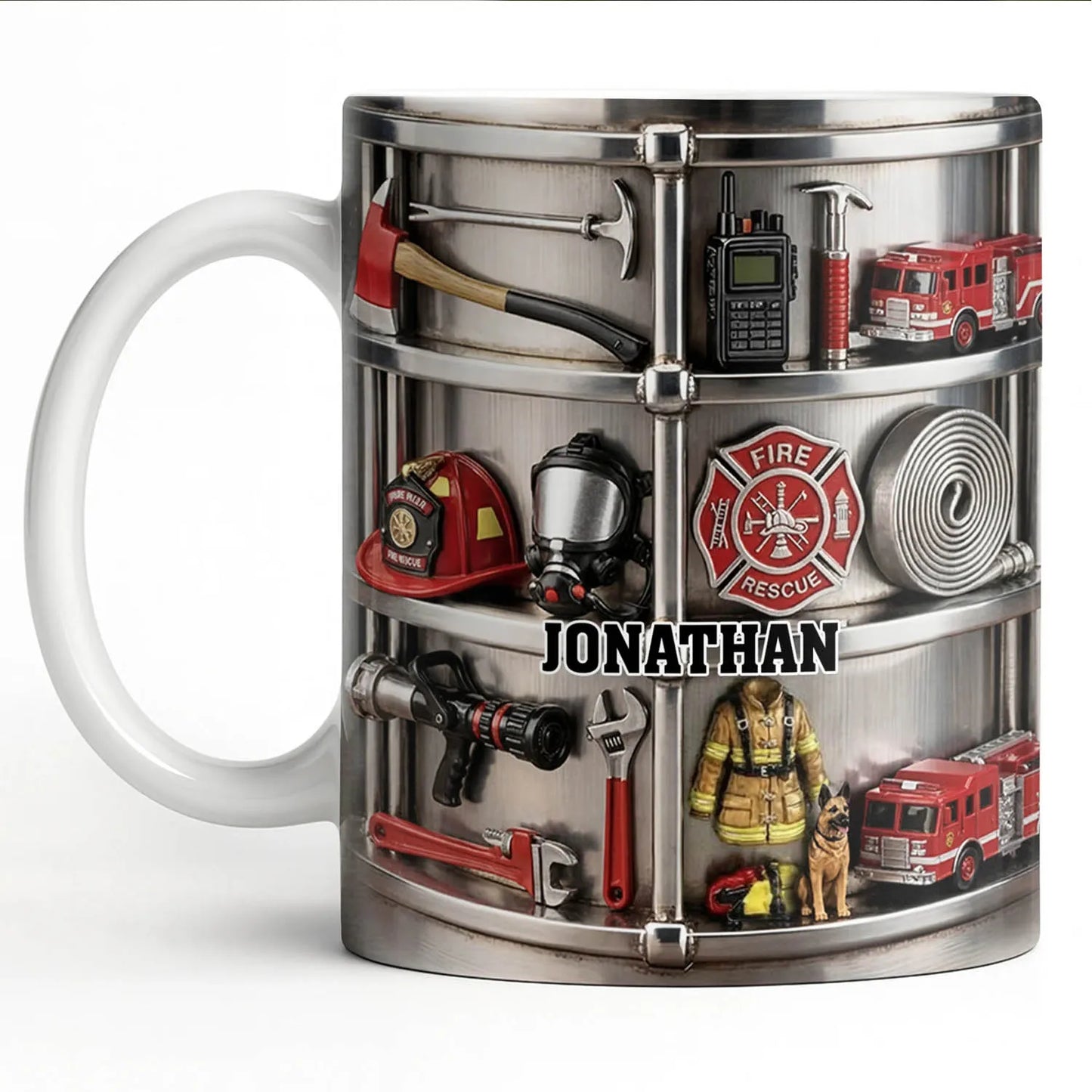 Fireman Custom Name Ceramic Mug Firefighter Themed Coffee Cup Personalized Gift for Fire Department