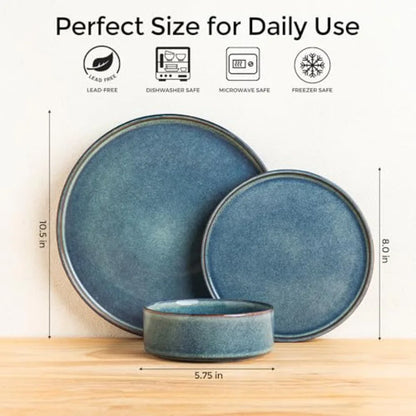 Ceramic Dinnerware Sets Handmade Stoneware Plates and Bowls Sets Highly Chip and Crack Resistant Dishwasher and Microwave Safe