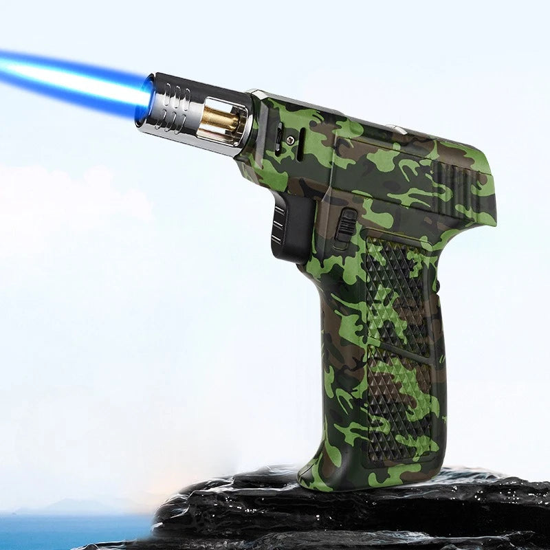 BBQ Barbecue Powerful Metal Gas Lighter Windproof Turbo Jet Blue Flame Kitchen Torch Cigar Smoking Accessories Gun Company