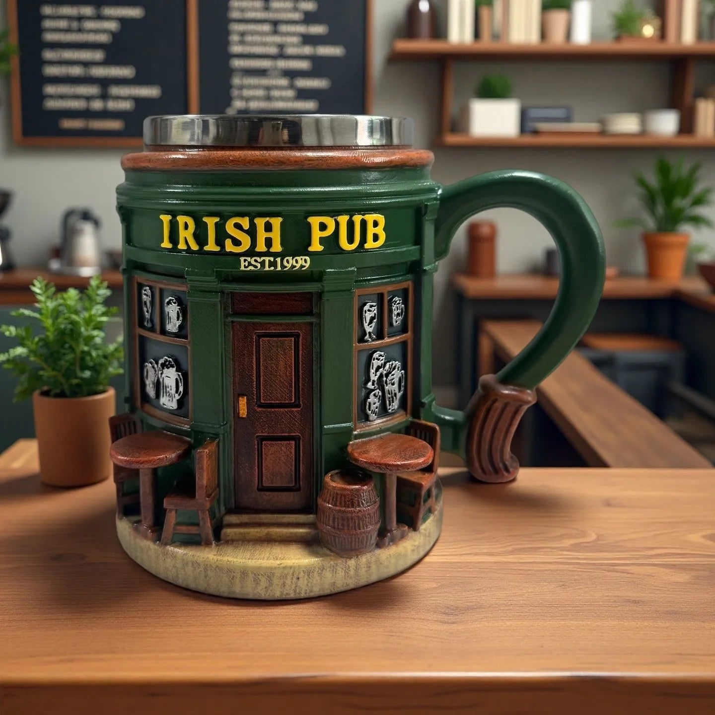 Novelty Irish Pub Design Coffee Mug Vintage Bar Style Cup for Daily & Gift Use