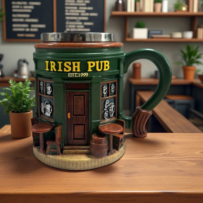 Novelty Irish Pub Design Coffee Mug Vintage Bar Style Cup for Daily & Gift Use
