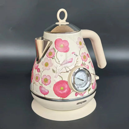 1.7L Retro Printed Paint Electric Kettle 1850W Auto Power Off 304 Stainless Steel Boiling kettle With Temperature Display Teapot