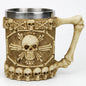 Stainless Steel Skull Mug Contain Viking Skeleton Death Grim Knight Gothic Design Coffee Beer Tankard Mugs BEST Halloween Gift