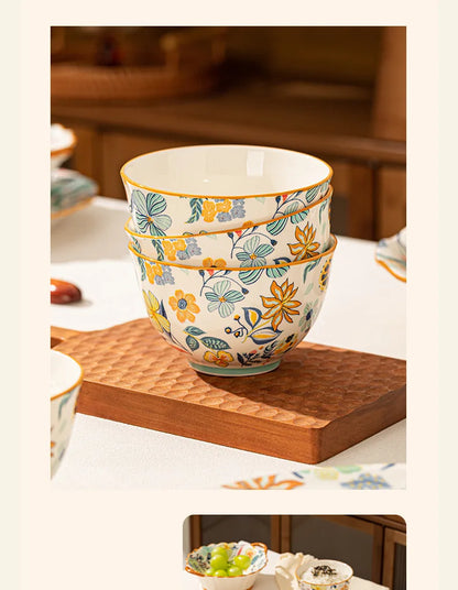 Dishes set modern dinner dish set ceramic luxury serving table set chinese travel kit noble modern classic bowl set