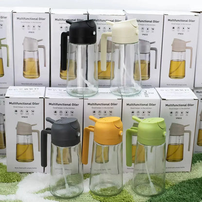 2in1 Black Glass Olive Oil Sprayer Lightproof Oil Dispenser for Cooking Salad Barbecue Kitchen Tools Refillable Spray Bottle