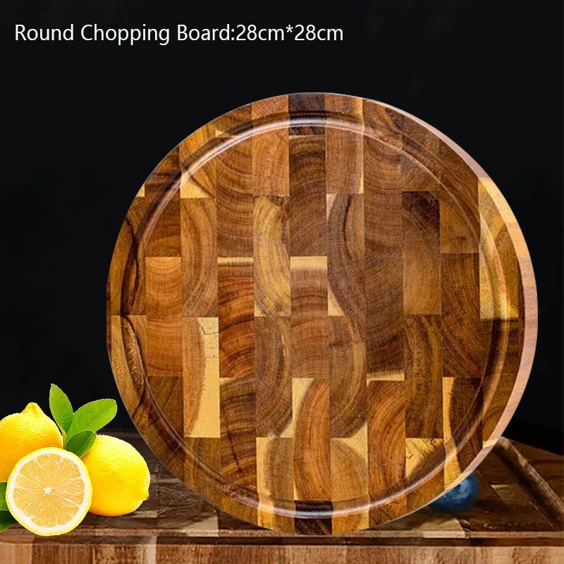 WXCOO Round Acacia Wood Resin Chopping Board Kitchen Cutting Board for Steak Snacks Fruit Board Food-Safe Cutting Board Thicken
