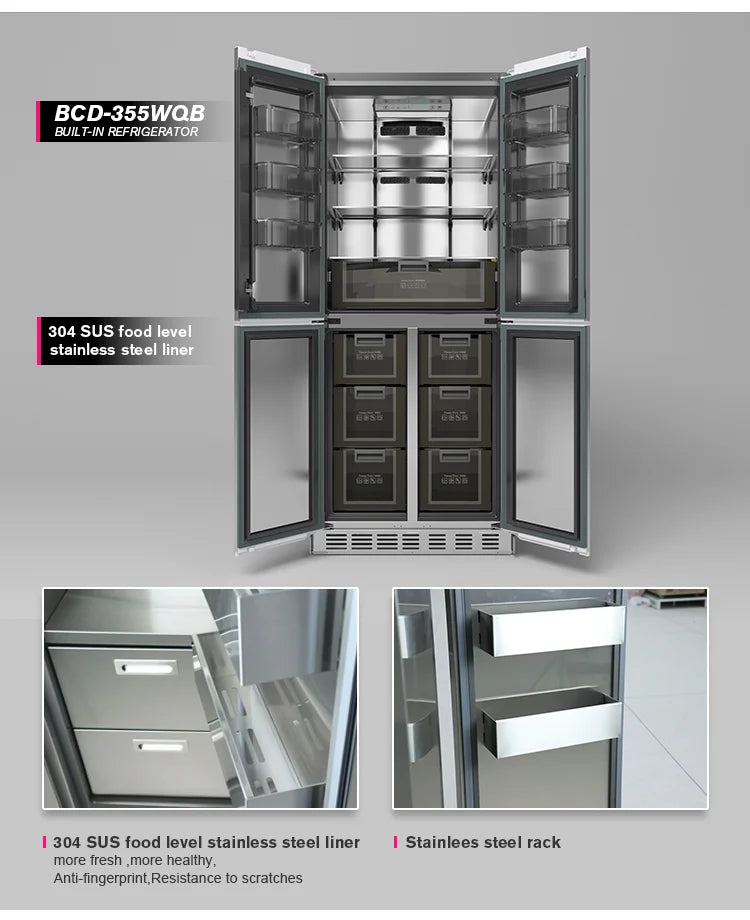 2025 BCD-355WQB Best-Selling Built-In Refrigerator-Freezer - 355L Home Appliance with Premium Cooling Performance
