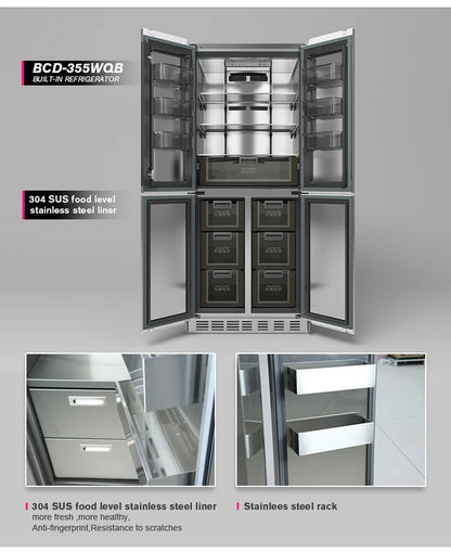 2025 BCD-355WQB Best-Selling Built-In Refrigerator-Freezer - 355L Home Appliance with Premium Cooling Performance