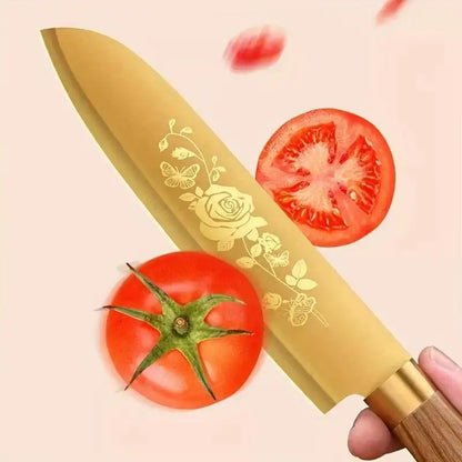 4-Piece Titanium-Coated Kitchen Knife Set - Sharp, Durable, Perfect for Cutting Meat and Bones,Commercial kitchen and Home Cooks
