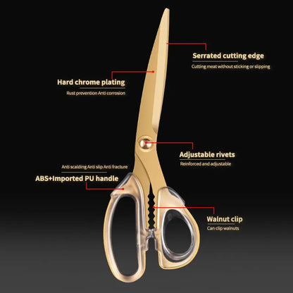 Commercial BBQ Shears Stainless Steel Butcher Scissors Anti Rust Heavy Duty Grill Tool for Outdoor Cooking and Catering Kitchens