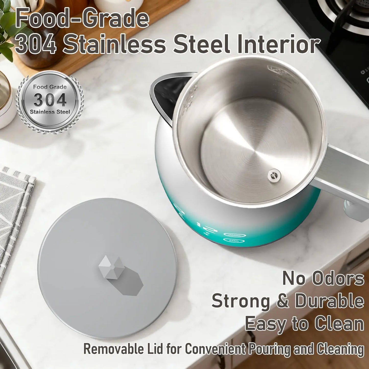 Electric Kettle Temperature Control, 1.25L Electric Tea Kettle, 2 H Keep Warm Hot Water Boiler with 5 Presets, LED Screen Electric Kettles for Boiling Water, Boil-Dry Protection
