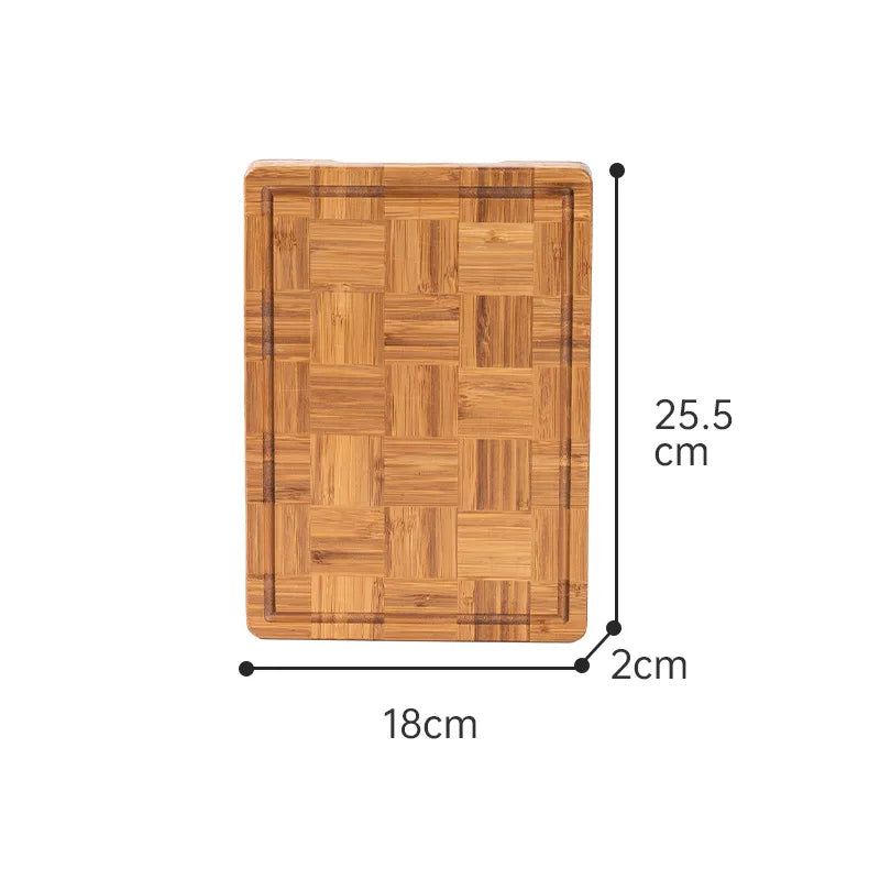 Checkerboard Moso Bamboo Cutting Board, Bamboo Chopping Board with Juice Groove & Hanging Carry Hole, Portable Fruit Vegetable