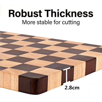 1 Pc End Grain Cutting Board Heavy Duty Rubber Wood Chopping Board Flippable Serving Board For Meat Bread Fruits Vegetable JT549