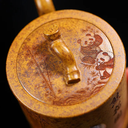 320ml Exquisite Yixing Purple Clay Teapots Handmade Bamboo Section Pot Raw Ore Section Mud Kettle Chinese Zisha Tea Set Gifts
