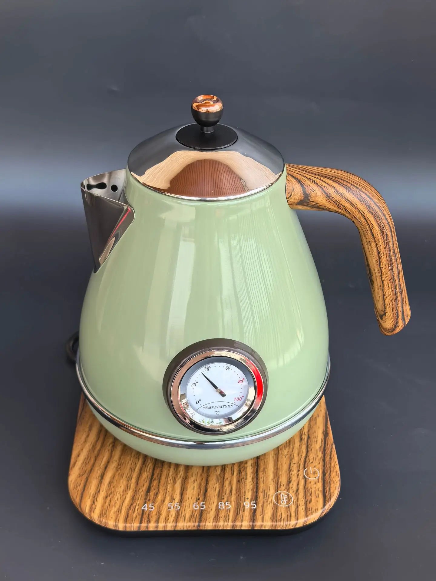 1.7L Vintage Wooden Grain Electric Kettle 304 Stainless Steel Boiling Water Kettle Temperature Control Electric Teapot 220V