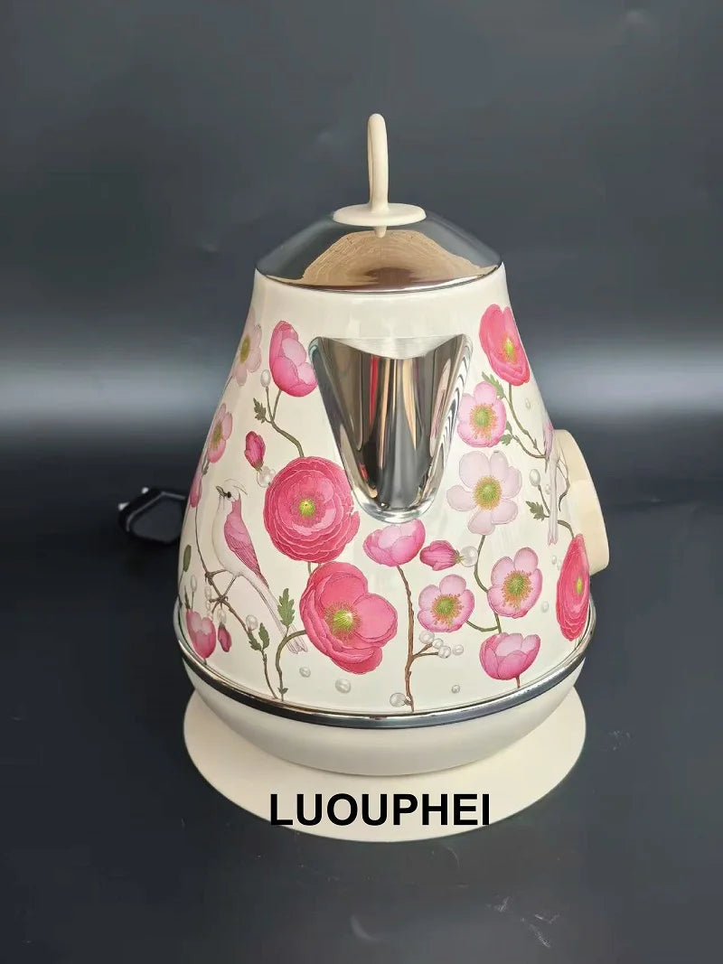 1.7L Retro Paint Electrc Kettle With Temperature Display Boiling Water Auto Power Off 304 Stainless Steel Teapot Kitchen Tools