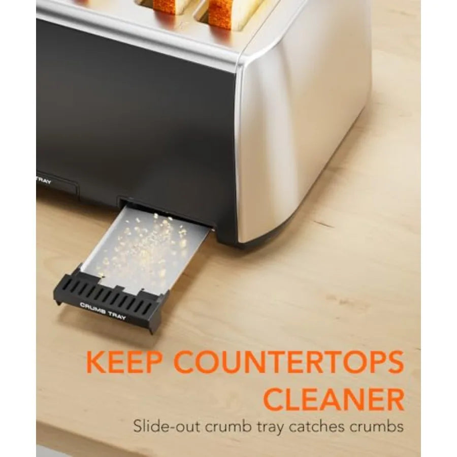 4 Slice Retro Stainless Steel Toaster with Extra Wide Slots 6 Shade Settings Toast Boost Cancel Button Perfect for Waffles Bage