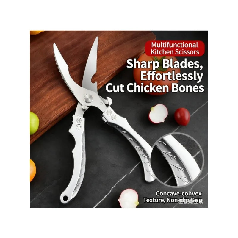 Multipurpose Strong Scissors High Stainless Steel Chicken Scissors Ultra Sharp Scissors Fish Chicken Bone Scissors Kitchen Tools