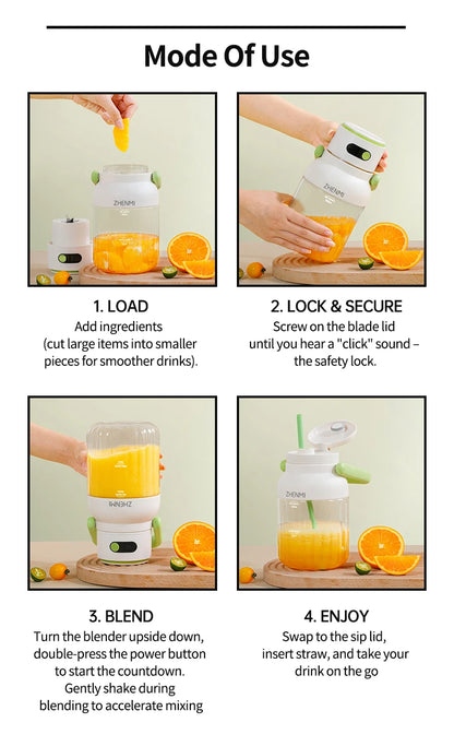 Holidays and Birthdays Blender for Shakes & Smoothies! ZHENMI BPA-Free Cordless Blender, 33oz, Ice Crushing, USB Rechargeable,