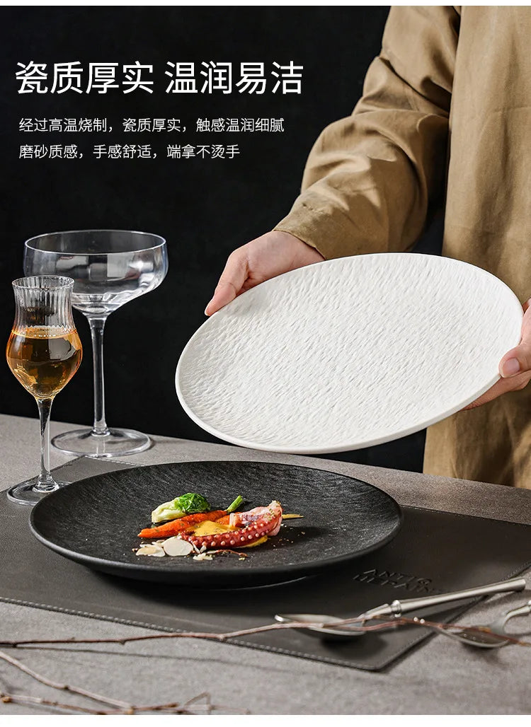 ceramic tableware, steak plates, stone pattern frosted salad plates, fruit plates, restaurant , western food