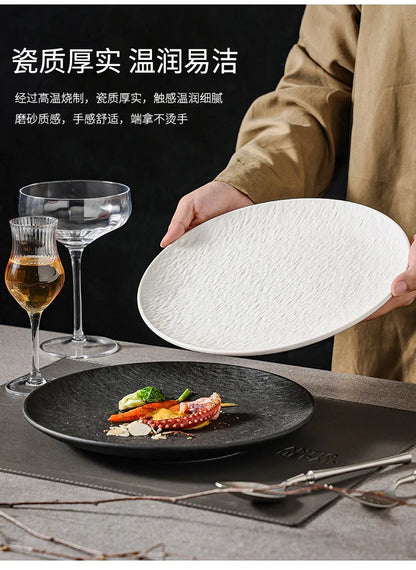 ceramic tableware, steak plates, stone pattern frosted salad plates, fruit plates, restaurant , western food