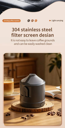 2-in-1 Wireless Portable Coffee Machine – Grind Beans & Hand Brew Anywhere for Camping & Outdoor Adventures