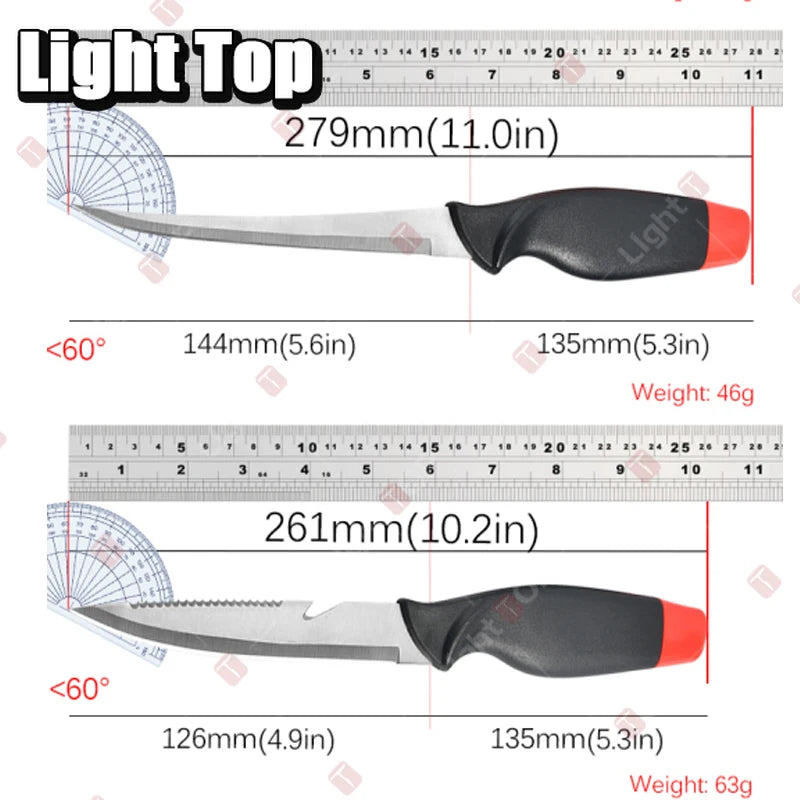 Stainless Steel Fish Filleting Knife Meat Cutting Fish Killing Knives Multifunctional Fruit Knife Sharp Butcher Knife with Cover