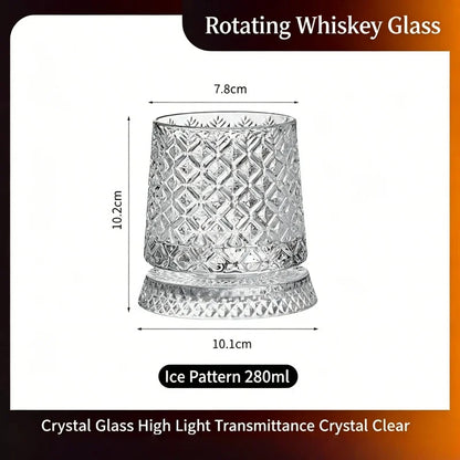 280ml Rotating Whiskey Glass Crystal Rum Glass Cocktail Party Drinking Gift Creative Crystal Premium Beer Glass