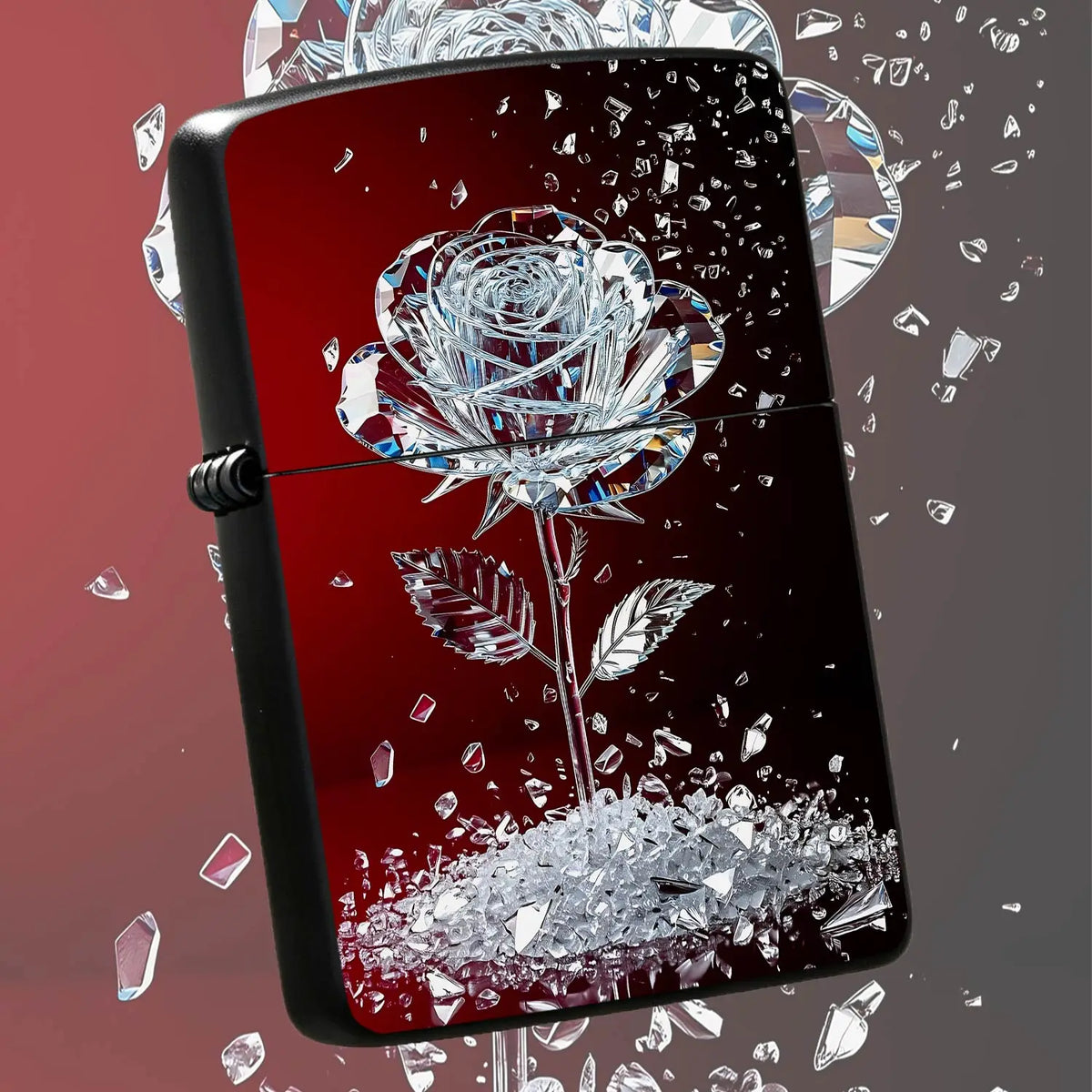 Exquisiteshattered Rose Themed Lighter, Artistic Cut Iridescentbody, Aesthetic Creative Practical Goodie, Ideal Gift For Birthdays And Festivals, Suitable For Daily Outings And All Scenarios, High-Value Unique Personal A Humo