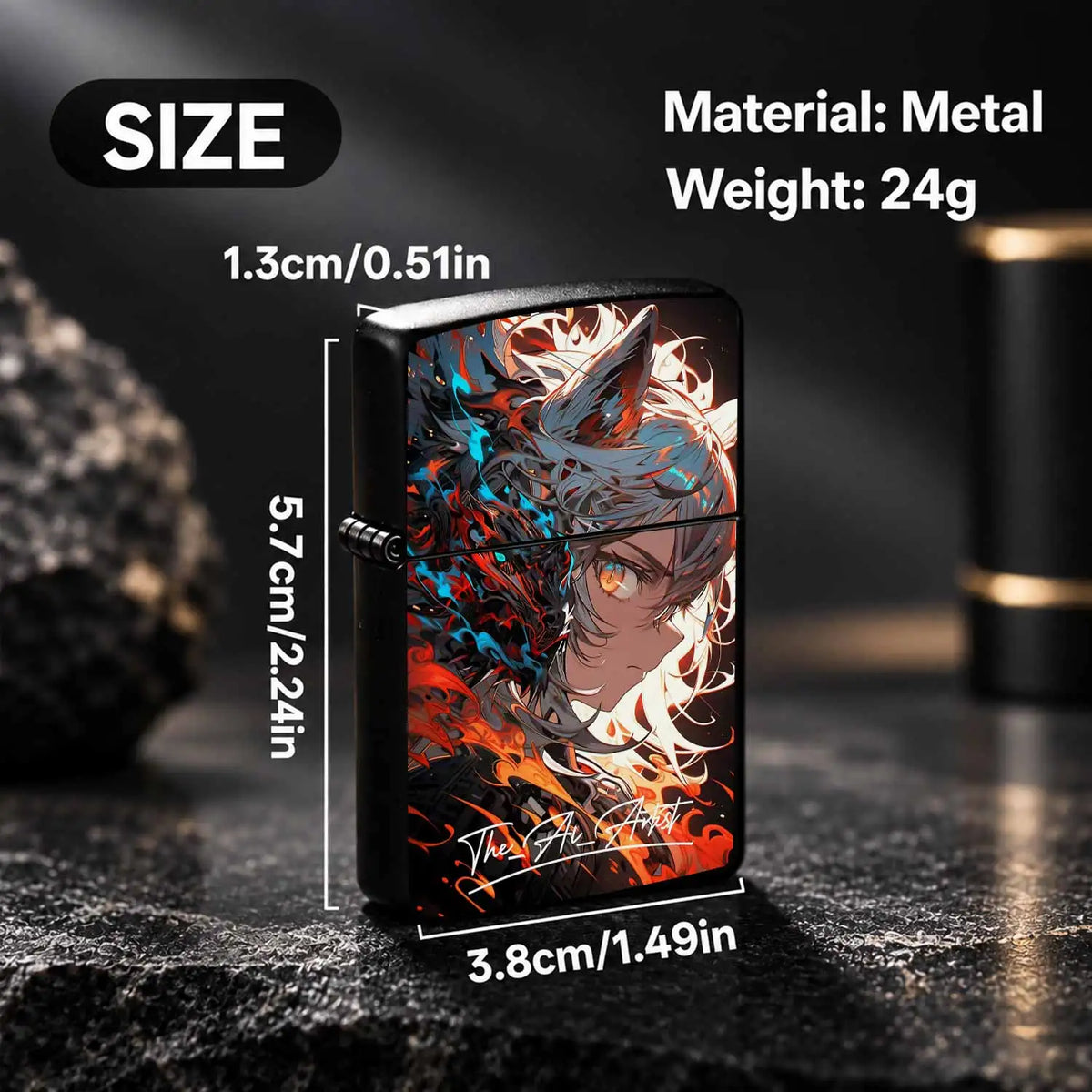 Anime Style Flame Shadow Cat Ear Art Lighter, Aesthetic Graffiti Cool Portable Igniter, Multi-Scenario Daily Outdoor Use Ideal, Exquisite Unique Collectible Gift For Art Lovers And Friends For All Occasions A Humorous And Int