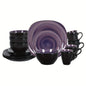 16pcs Square Tableware Set - Artfully Hand-Brushed, Colorful And Black-Trimmed Square Plates And Bowls Set, 4-Person Tableware S