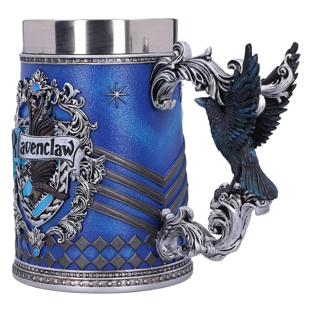 Vintage Medieval Heraldic Crest Beer Mug Lion Eagle Snake Badger Sculpture Handle Resin Stein Mug with Stainless Steel Liner
