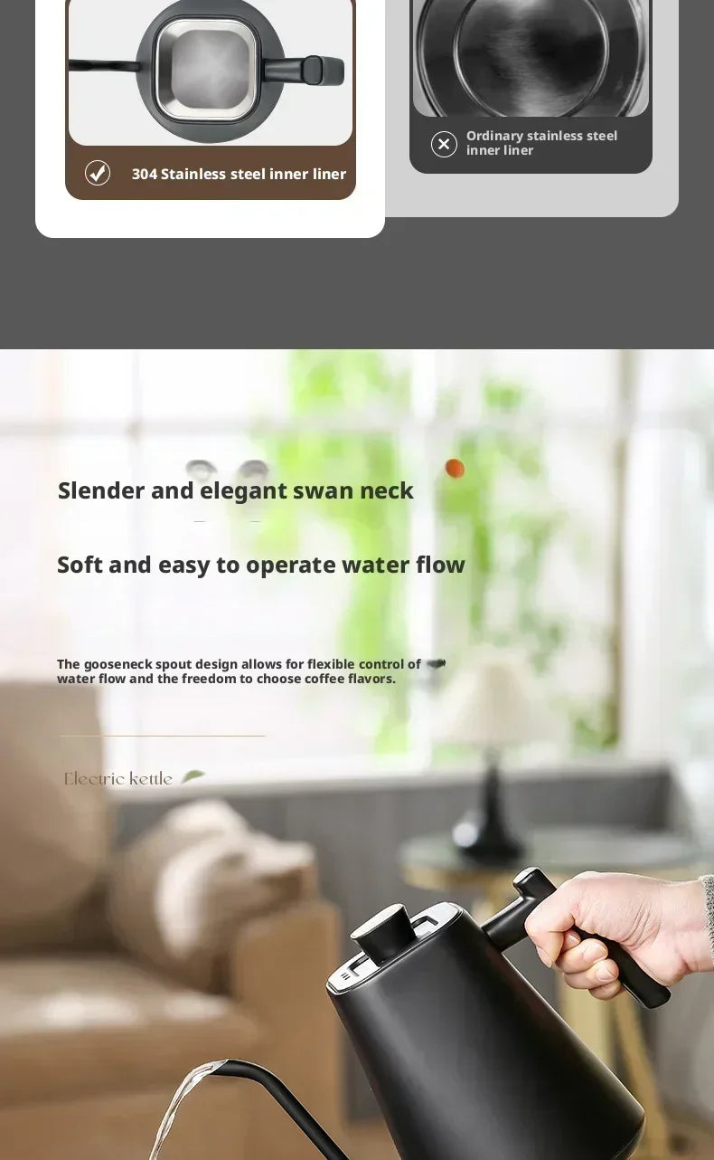 900ML Electric Gooseneck Kettle Constant Temperature Rapid Heating Hand Brew Coffee Pot Gooseneck Kettle Tea Kettle 110V/220V