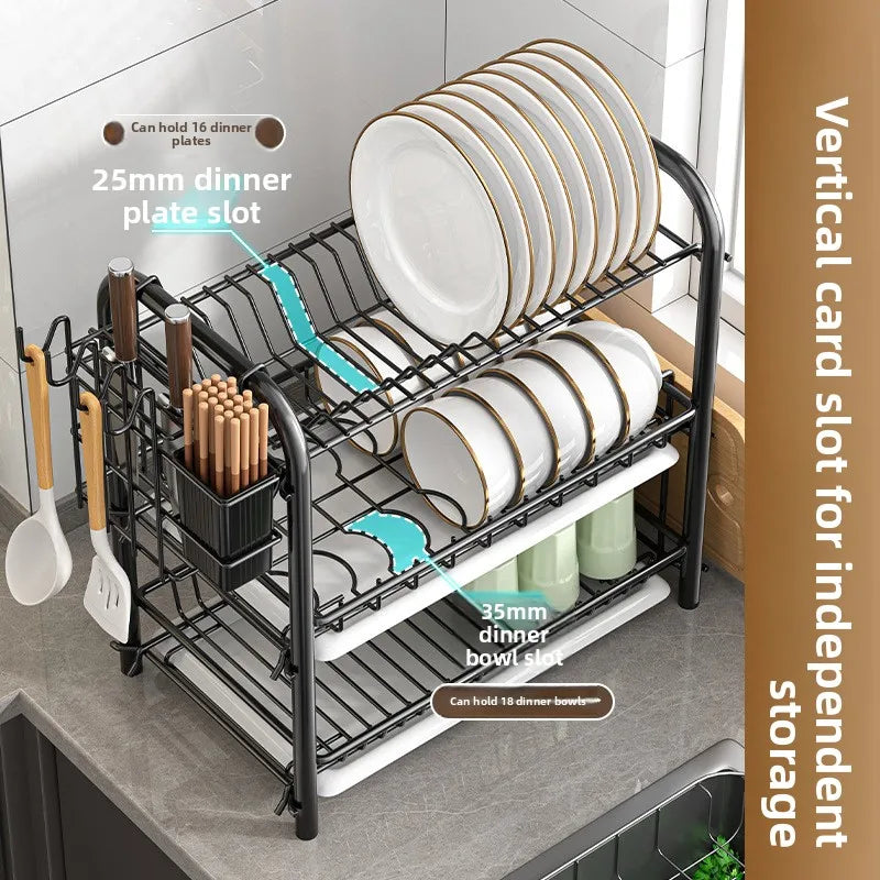 Dish Storage Rack Kitchen Shelf Dish Drain Rack Bowl Rack Cupboard Chopsticks Storage Box