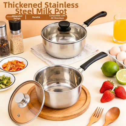 Glass Lidded Stainless Steel Saucepan with Multi Layer Base for Uniform Heating on Gas Induction Electric and Ceramic Stoves