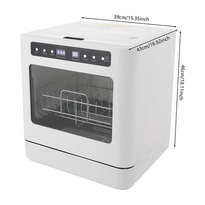 Portable Mini Countertop Dishwasher 39*43*46cm/15.35*16.92*18.11in- US Standard Household Energy-Saving Efficient with LED Display Bowl Rack Chopsticks Rack
