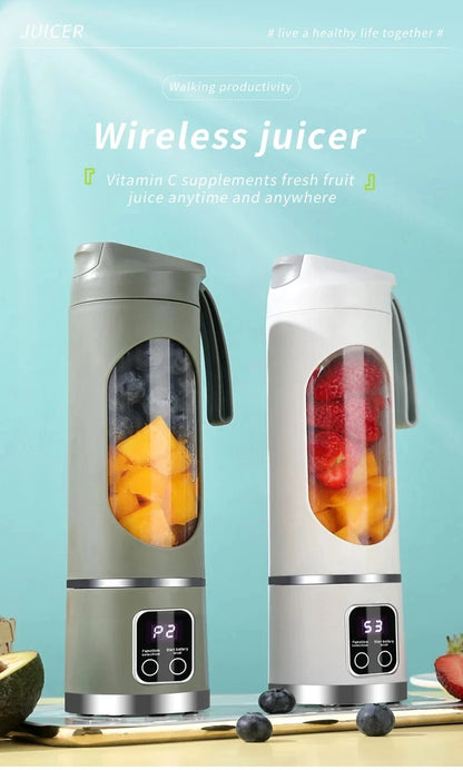2026 New Household Charging MINI Crushed Ice Electric Juicer Powerful Motor 450ML Large Capacity Digital Display Juice Cup