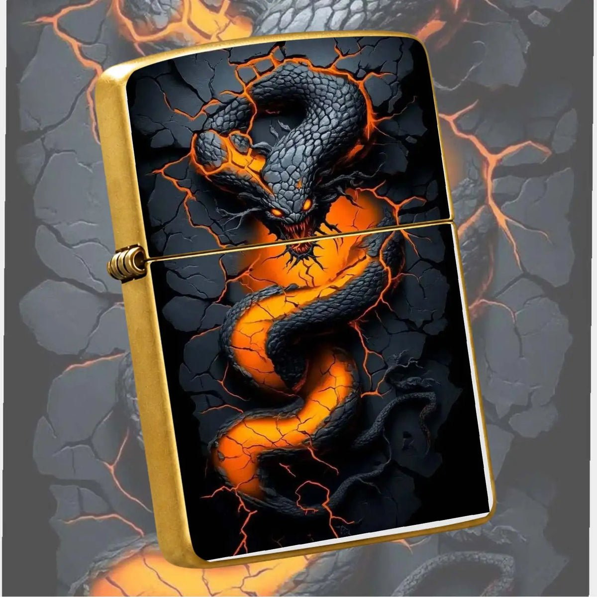 Lava Glow Serpent Pattern Lighter, Cool Cracked Magma Snake Design Portable Igniter, Stylish Dark Aesthetic Accessory For Daily Use, Party, Outdoor Camping, Gifting To Friends And Family, Unique Eye-Catching Decorative Practi