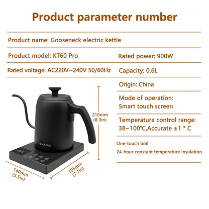 SMANG 900W Gooseneck Electric Kettle 0.6L Smart Temperature Control Coffee Kettle Pour Over Coffee Kettle Rapid Heating Pot